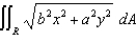Evaluate , where R is the region enclosed by the ellipse .
