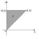Let T be the transformation given by x = 2u + v, y = 3u.(a) A region S in the uv-plane is given below. Sketch the image R of S in the xy-plane. (b) Find the inverse transformation .(c) Evaluate the double integral .