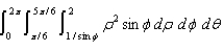 Sketch the region E whose volume is given by the integral .
