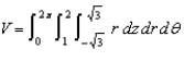 Give a geometric description of the solid S whose volume in cylindrical coordinates is given by .