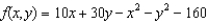 Find the maximum value of the function a.90 E)80 B)160 F)135 C)50 G)16 D)15 H)5