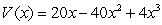 <strong>An open box is to be made from a square piece of cardboard having dimensions 20 inches by 20 inches by cutting out squares of area from each corner as shown in the figure below.Express the volume V of the box as a function of x. </strong> A) B) C) D) E)
