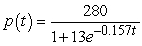 A hunting club stocks a wildlife preserve with 20 elk.The carrying capacity of the preserve is 280 animals and the growth of the herd, allowing for the effect of controlled hunting of the elk, is expected to be modeled by the logistic curve , where t is measured in years.After how many years will the population be 253? Round to the nearest year.