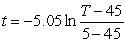 You take a three-pound package of steaks out of the freezer at 11 A.M.and place it in the refrigerator.Assume that the refrigerator temperature is and that the freezer temperature is Use the formula for Newton's Law of Cooling where is the time in hours (with corresponding to 12 P.M.) and is the temperature of the package of steaks (in degrees Fahrenheit).Find the time when the steaks will thaw (or reach ).