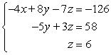 <strong>Use back-substitution to solve the system of linear equations. </strong> A) B) C) D) E)