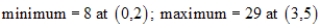 <strong>Find the minimum and maximum values of the objective function and where they occur, subject to the indicated constraints. Objective function: Constraints: </strong> A) B) C) D) E)