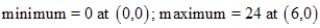 <strong>Find the minimum and maximum values of the objective function and where they occur, subject to the indicated constraints.(You should graph the feasible solutions on the grid below before you attempt to find the minimum and maximum values.) Objective function: Constraints: </strong> A) B) C) D) E)