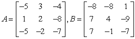 <strong>Use the matrix capabilities of a graphing utility to find AB, if possible. </strong> A) B) C) D) E) not possible