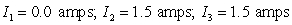 <strong>Consider the circuit shown in the figure below.The currents   ( in amperes ) are the solutions to the system of linear equations   , where   are voltages of 9 and 9 volts, respectively.Use the inverse of the coefficient matrix of this system to find the unknown currents.Round answers to nearest tenth.[Hint: If a current value turns out to be negative, it simply means that the current flow is in the opposite direction from that indicated in the figure below.]    </strong> A)   B)   C)   D)   E)   <div style=padding-top: 35px> 
