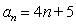 <strong>Find a formula for for the arithmetic sequence below. </strong> A) B) C) D) E)