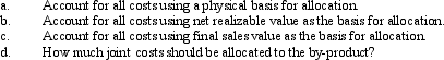 Nelson Inc.obtains two products and a by-product from its production process.By-product revenues are treated as other income and a noncost approach is used to assign costs to them.During the period, 1,200 units were processed at a cost of $12,000 for materials and conversion costs, resulting in the following: Required: