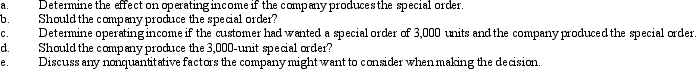 Campbell Company has an annual capacity of 18,000 units. Budgeted operating results for 2014 are as follows: A foreign wholesaler wants to buy 1,000 units at a price of $40 per unit. All fixed costs would remain within the relevant range. Variable selling costs on the special order would be the same as variable selling costs for regular orders. Required: