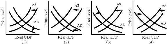 Figure 20-4    -Which of the situations illustrated in Figure 20-4 shows a currency depreciation leading to inflation?