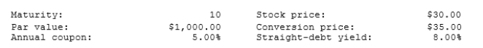 <strong>(The following data apply to following Problems . The problems MUST be kept together.) The following data apply to Saunders Corporation's convertible bonds: What is the bond's conversion ratio?</strong> A) 27.14 B) 28.57 C) 30.00 D) 31.50 E) 33.08