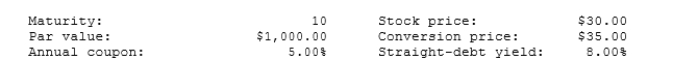 <strong>(The following data apply to Problems 27 through 30. The problems MUST be kept together.) The following data apply to Saunders Corporation's convertible bonds: What is the bond's conversion ratio?</strong> A) 27.14 B) 28.57 C) 30.00 D) 31.50 E) 33.08