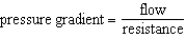 <strong>Which of the following is the correct relationship between pressure, flow, and resistance?</strong> A) B) C) D) E)