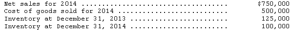 <strong>Selected information from the accounting records of Thackary Company is as follows: Thackary's inventory turnover for 2014 is</strong> A)7.50 times. B)6.665 times. C)4.44times. D)2.22 times.