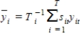 <strong>The appropriate time average of {y<sub>it</sub>} is , where T<sub>i</sub> is:</strong> A)the dummy variable, which equals one when a complete set of data is observed. B)the total number of time periods for cross-sectional observation i. C) the total number of complete time periods for cross-sectional observation i. D) the explanatory variable for cross-sectional observation i.