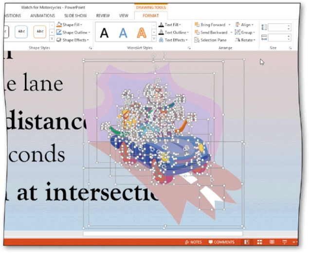 -When you ____ a clip art picture,PowerPoint breaks it into its component objects,as shown in the accompanying figure.