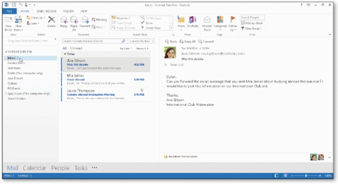 <strong> As shown in the accompanying figure,the ____ contains the Inbox.</strong> A) ribbon B) title bar C) Navigation Pane D) File tab