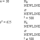 <strong>Exhibit 11-4 Refer to Exhibit 11-4. The null hypothesis is to be tested at the 5% level of significance. The critical value(s) from the table is(are)</strong> A)42.5569 B)43.7729 C)16.0471 and 45.7222 D)16.7908 and 46.9792