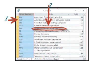 -The item marked 2 in the accompanying figure is the column or \underline { \text { record } } in a database table._________________________