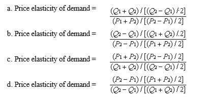 Which of the following expressions is valid for the price elasticity of demand?