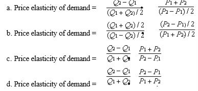 Which of the following expressions can be used to compute the price elasticity of demand?