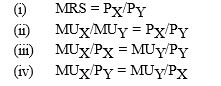 Which of the following equations corresponds to an optimal choice point?