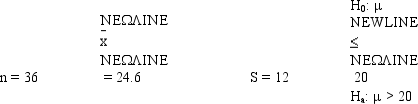 <strong>Exhibit 9-1 Refer to Exhibit 9-1.The test statistic is</strong> A)2.3 B)0.38 C)-2.3 D)-0.38