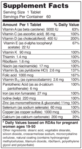 This label shows the nutrient information for a prenatal vitamin. Why does this supplement contain such a large amount of vitamin D? Why such a large amount of folic acid? Why is it low in calcium?