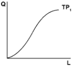 <strong> With a cubic production with fixed capital Q = A + BL + CL<sup>2</sup> + DL<sup>3</sup> and a shape shown above,A is</strong> A)positive and greater than B. B)positive and less than B. C)zero. D)negative.