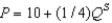 Let P represent price; let QS represent quantity supplied; and assume the equation of the supply curve is . If 80 units of the good are produced and sold, then producer surplus amounts to $1,200.