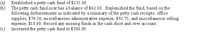 Present entries to record the following transactions:  