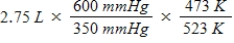 <strong>A gas occupies a volume of 2.75 L at 350 mmHg and 200°C.Which mathematical expression gives the correct volume at 600 mmHg and 250°C?</strong> A)   B)   C)   D)   E)​   <div style=padding-top: 35px> 