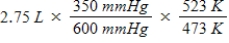 <strong>A gas occupies a volume of 2.75 L at 350 mmHg and 200°C.Which mathematical expression gives the correct volume at 600 mmHg and 250°C?</strong> A)   B)   C)   D)   E)​   <div style=padding-top: 35px> 