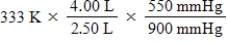 <strong>A given mass of gas occupies a volume of 4.00 L at 60°C and 550 mmHg.Which of the following mathematical expressions will yield its temperature at 2.50 L and 900 mmHg?</strong> A)​   B)​   C)   D)   E)   <div style=padding-top: 35px> 