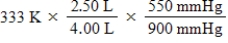 <strong>A given mass of gas occupies a volume of 4.00 L at 60°C and 550 mmHg.Which of the following mathematical expressions will yield its temperature at 2.50 L and 900 mmHg?</strong> A)​   B)​   C)   D)   E)   <div style=padding-top: 35px> 
