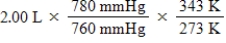<strong>A gas occupies a volume of 2.00 L at 780 mmHg and 70.0°C.Which of the following mathematical expressions will yield its volume at STP?</strong> A)   B)   C)   D)   E)   <div style=padding-top: 35px> 