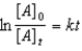 <strong>Which of the following is not a correct representation of the integrated rate expression for a first-order reaction?</strong> A)   B)   C)   D)   E)   <div style=padding-top: 35px> 