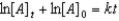 <strong>Which of the following is not a correct representation of the integrated rate expression for a first-order reaction?</strong> A)   B)   C)   D)   E)   <div style=padding-top: 35px> 