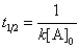 <strong>Which of the following corresponds to the correct equation for the half-life of a first-order reaction?</strong> A)   B)   C)   D)   E)   <div style=padding-top: 35px> 