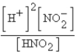 <strong>For the equilibrium that exists in an aqueous solution of nitrous acid (HNO<sub>2</sub>,a weak acid),the equilibrium-constant expression is</strong> A)K =   . B)K =   . C)K =   . D)K = [H<sup>+</sup>][NO<sub>2</sub><sup>-</sup>]. E)none of these <div style=padding-top: 35px> 