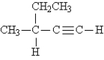 <strong>Name the following: </strong> A)3-methyl-4-pentyne B)3-methyl-1-pentyne C)1-hexyne D)2-ethyl-3-butyne E)2-ethynyl butane