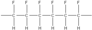 <strong>What of the following polymers could be produced by the free-radical addition of 1,1-difluoroethylene,F<sub>2</sub>C=CH<sub>2</sub>?</strong> A) B) C) D) E)