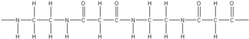 <strong>What is the polymer formed by the condensation of 1,3-propanedicarboxylic acid,HOOCCH<sub>2</sub>COOH,with 1,2-diaminoethane,NH<sub>2</sub>CH<sub>2</sub>CH<sub>2</sub>NH<sub>2</sub>?</strong> A) B) C) D) E)
