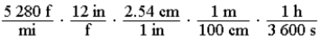 <strong>Which of the following products of ratios gives the conversion factor to convert miles per hour To meters per second ?</strong> A) B) C) D) E)