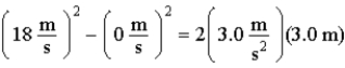 <strong>The equation that solves a problem is )The problem is:</strong> A)What is the initial velocity of a car that goes from rest to 18 m/s in 3.0 s? B)What is the final velocity of a car that goes from rest to 18 m/s in 3.0 s? C)What is the initial velocity of a car that accelerates at 18 m/s for 3.0 s? D)What is the final velocity of a car that accelerates at 3.0 m/s<sup>2</sup> over a 6.0 m distance? E)What is the final velocity of a car that accelerates at 3.0 m/s<sup>2</sup> over a 3.0 m distance?