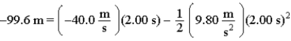 <strong>Given the equations below,which description best fits the physical situation? </strong> A)A projectile's displacement two seconds after being fired downward with a speed of 30.0 m/s. B)A projectile's displacement two seconds after being fired downward with a speed of 40.0 m/s. C)A projectile's displacement two seconds after being fired downward with a speed of 50.0 m/s. D)A projectile's displacement two seconds after being fired downward with a speed of 60.0 m/s. E)A projectile's displacement two seconds after being fired downward with a speed of 80.0 m/s.