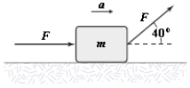 <strong>If F = 4.0 N and m = 2.0 kg,what is the magnitude a of the acceleration for the block shown below? The surface is frictionless. </strong> A)5.3 m/s<sup>2</sup> B)4.4 m/s<sup>2</sup> C)3.5 m/s<sup>2</sup> D)6.2 m/s<sup>2</sup> E)8.4 m/s<sup>2</sup>